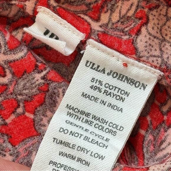 Ulla Johnson Hana Red Floral Mockneck Short Flutter Mini Dress Women’s Size 10 - Picture 9 of 12